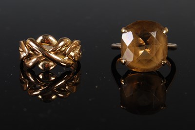 Lot 287 - Yellow metal dress ring centred with oval...