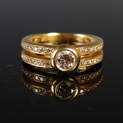 Lot 290 - A yellow metal and diamond set cocktail ring,...