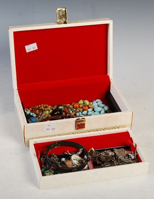 Lot 295 - A box of assorted costume jewellery to include...