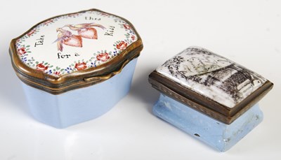 Lot 308 - Two English Staffordshire enamel boxes, one of...