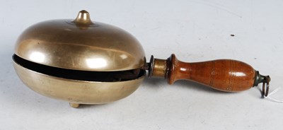 Lot 361 - A vintage handheld school bell, 31 cm long.