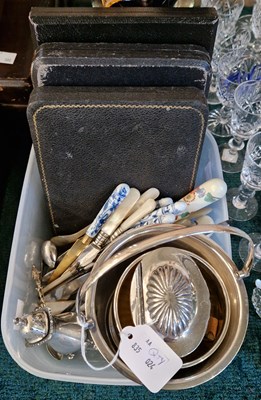 Lot 452 - A box containing cased sets of cutlery,...