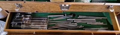 Lot 458 - Vintage oak tool chest, the cover with back...