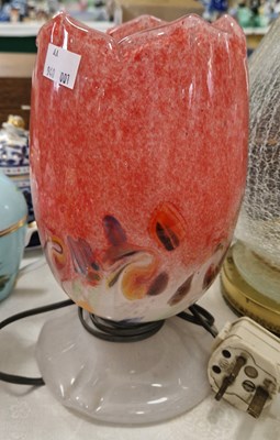 Lot 490 - A Vasart tulip lamp mottled red and opaque...