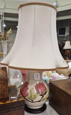 Lot 506 - A Moorcroft pottery table lamp and shade, 59...