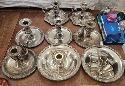 Lot 496 - Eight assorted electroplated antique candle...