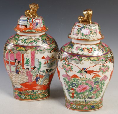 Lot 388 - A pair of decorative Chinese porcelain famille...