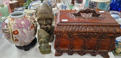 Lot 416 - A decorative mahogany rectangular casket and...