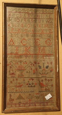 Lot 682 - A 19th century needlework sampler worked in...