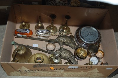 Lot 511 - Box - assorted brassware, pair of table...