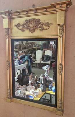 Lot 691 - A 19th century gilt wood wall mirror, the...