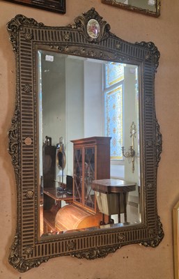 Lot 695 - A gilt framed rectangular wall mirror, with...