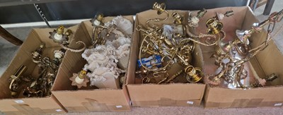 Lot 553 - Four boxes of assorted brass light fittings.