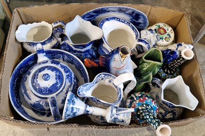 Lot 599 - A box of assorted blue and white ceramics.