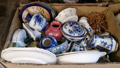 Lot 600 - Three boxes of assorted ceramics.