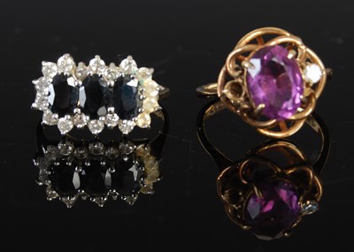 Lot 249A - Two 9ct gold gem set dress rings, gross weight...