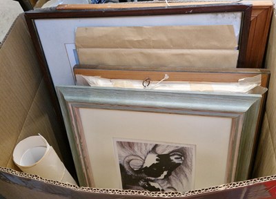 Lot 629 - A box of assorted decorative pictures and prints.