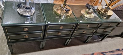 Lot 728 - Four green and gilt metal mounted two drawer...