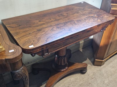 Lot 716 - A 19th century rosewood pedestal card table,...