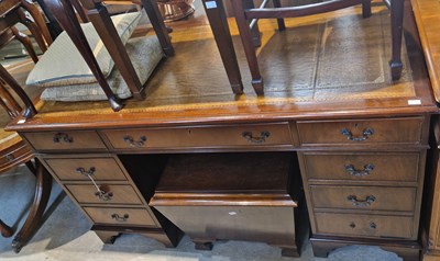 Lot 734 - A reproduction mahogany pedestal desk, 137 cm...