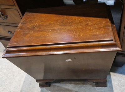 Lot 735 - A mahogany sarcophagus-shaped fuel bin, 54 cm...