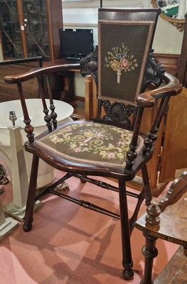 Lot 742 - An early 20th century needlework upholstered...