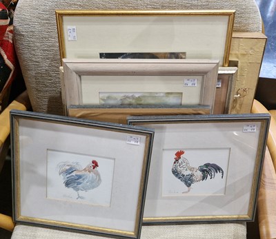 Lot 754 - Seven assorted watercolours depicting hens,...