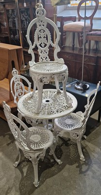 Lot 756 - A white painted metal garden patio set...