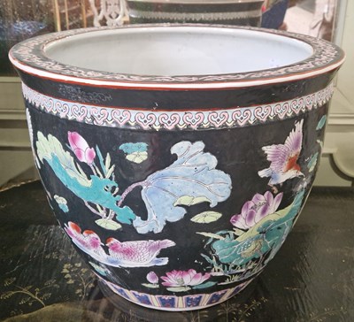 Lot 758 - A modern Chinese porcelain black ground...