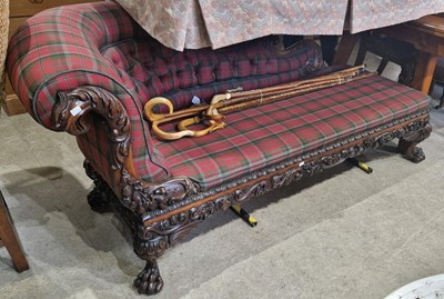 Lot 759 - A 19th century mahogany chaise longue, with...