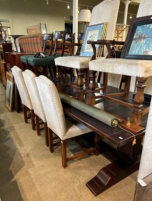 Lot 621 - A modern dining room suite comprising large...