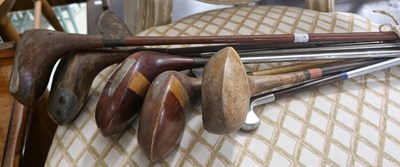 Lot 784 - Six assorted vintage golf clubs of various...