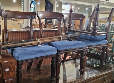 Lot 803 - Three Victorian mahogany balloon back chairs,...