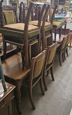 Lot 807 - A Victorian oak dining room suite comprising...