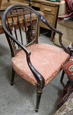 Lot 809 - A painted carver chair with marbled detail and...