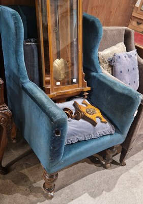 Lot 817 - A late 19th century blue velvet upholstered...