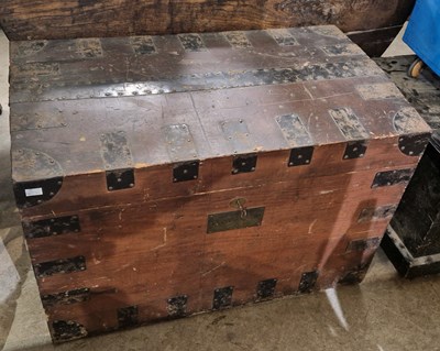 Lot 865 - A pine and iron bound silver chest, 83 cm wide...