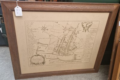 Lot 851 - Facsimile map of Perth 1774 in oak frame,...