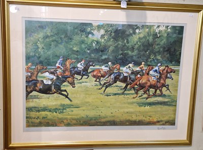 Lot 896 - Michael Lyne, Horse Racing coloured print...