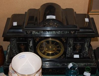 Lot 353 - A Victorian polished slate and marble mantle...