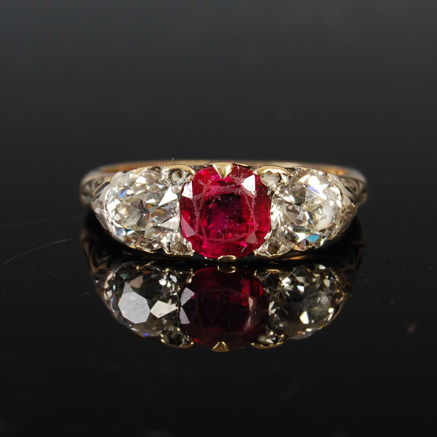 Lot 37 - A late Victorian yellow metal, ruby and...