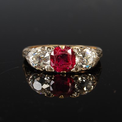 Lot 37C - A late Victorian yellow metal, ruby and...