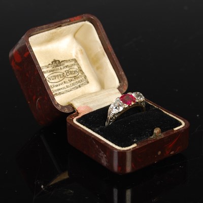 Lot 37 - A late Victorian yellow metal, ruby and...