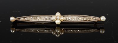 Lot 310I - A yellow and white metal diamond and pearl...