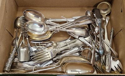 Lot 501 - A box containing assorted flatware.