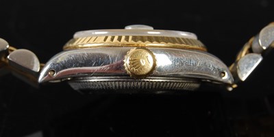 Lot 43 - A ladies 18ct gold and stainless steel Rolex...