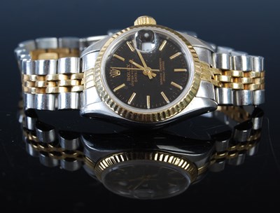 Lot 43 - A ladies 18ct gold and stainless steel Rolex...