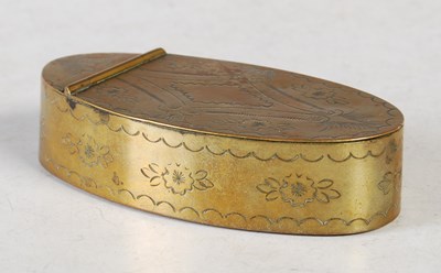 Lot 331 - An early 19th century brass oval snuff box,...