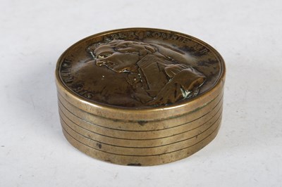 Lot 333 - An early 19th century brass circular snuff box,...