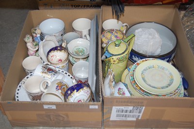 Lot 494 - Two boxes of mixed ceramics to include various...